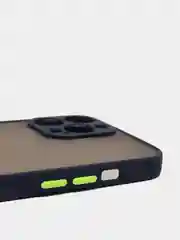 Темно-синий чехол матовый полупрозрачный с цветными кнопками для iPhone 13 Pro Max