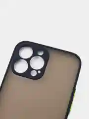 Темно-синий чехол матовый полупрозрачный с цветными кнопками для iPhone 13 Pro Max