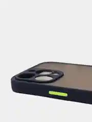 Темно-синий чехол матовый полупрозрачный с цветными кнопками для iPhone 13 Pro Max