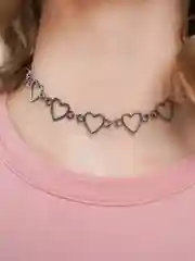 Черный чокер цепочка на шею женская с звеньями в виде сердечек "Hearts", чокер женский в 3 цветах