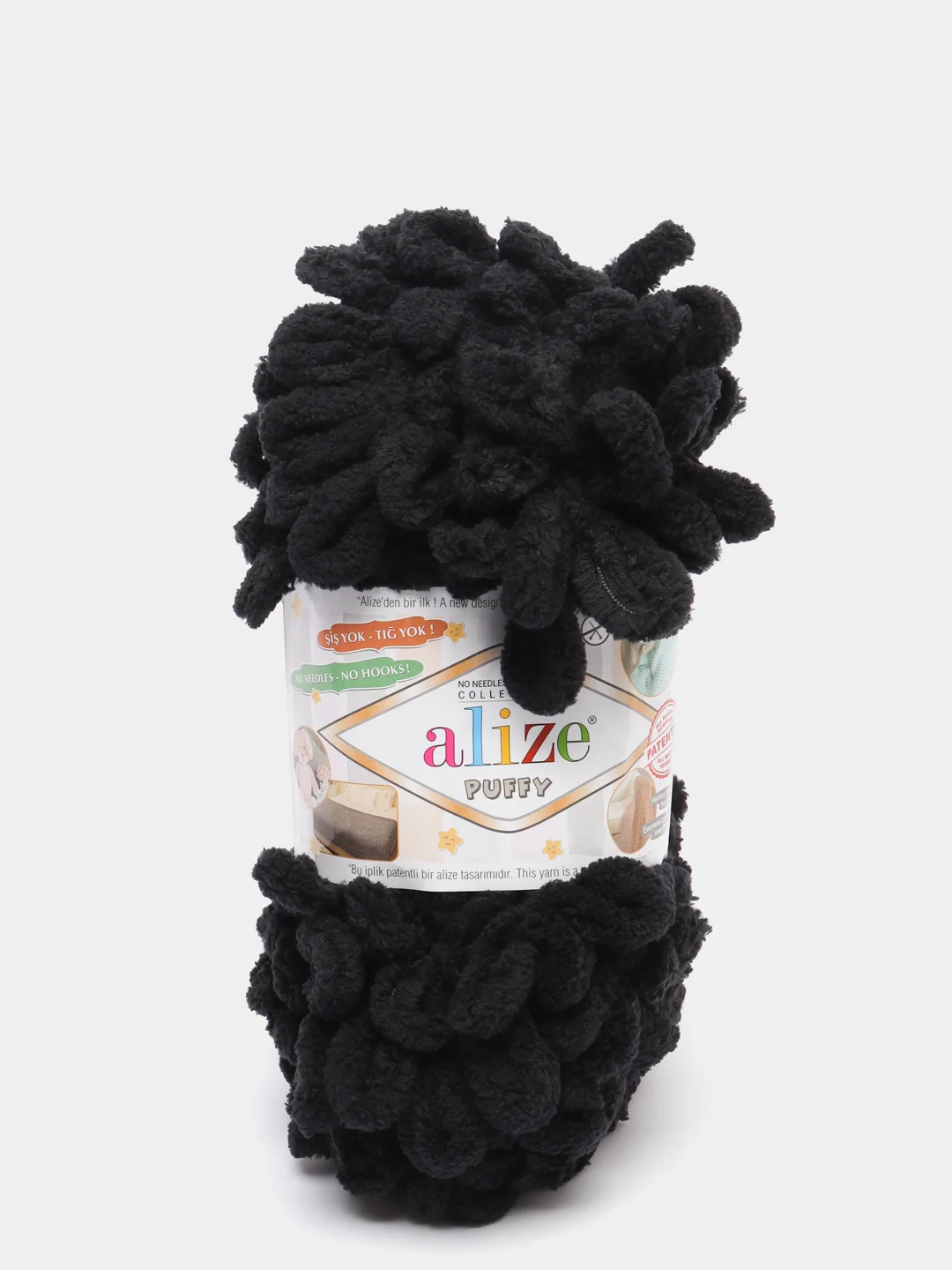 Черный пряжа Alize Puffy петельки