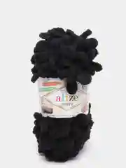 Черный пряжа Alize Puffy петельки