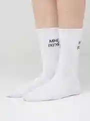 Белый носки хлопковые, унисекс, с принтом