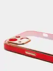 Красный чехол силиконовый с золотым ободком iPhone 13 (6.1)