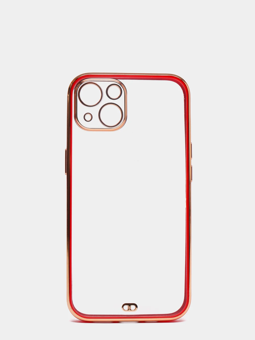 Красный чехол силиконовый с золотым ободком iPhone 13 (6.1)