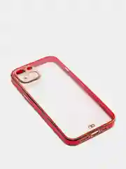 Красный чехол силиконовый с золотым ободком iPhone 13 (6.1)