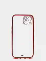 Красный чехол силиконовый с золотым ободком iPhone 13 (6.1)