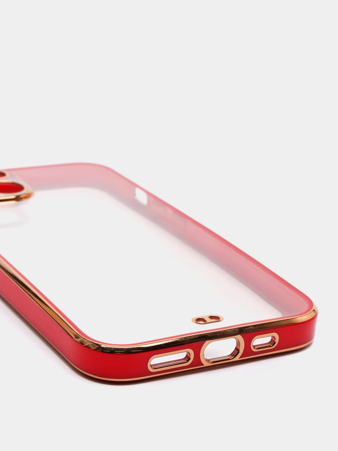 Красный чехол силиконовый с золотым ободком iPhone 13 (6.1)