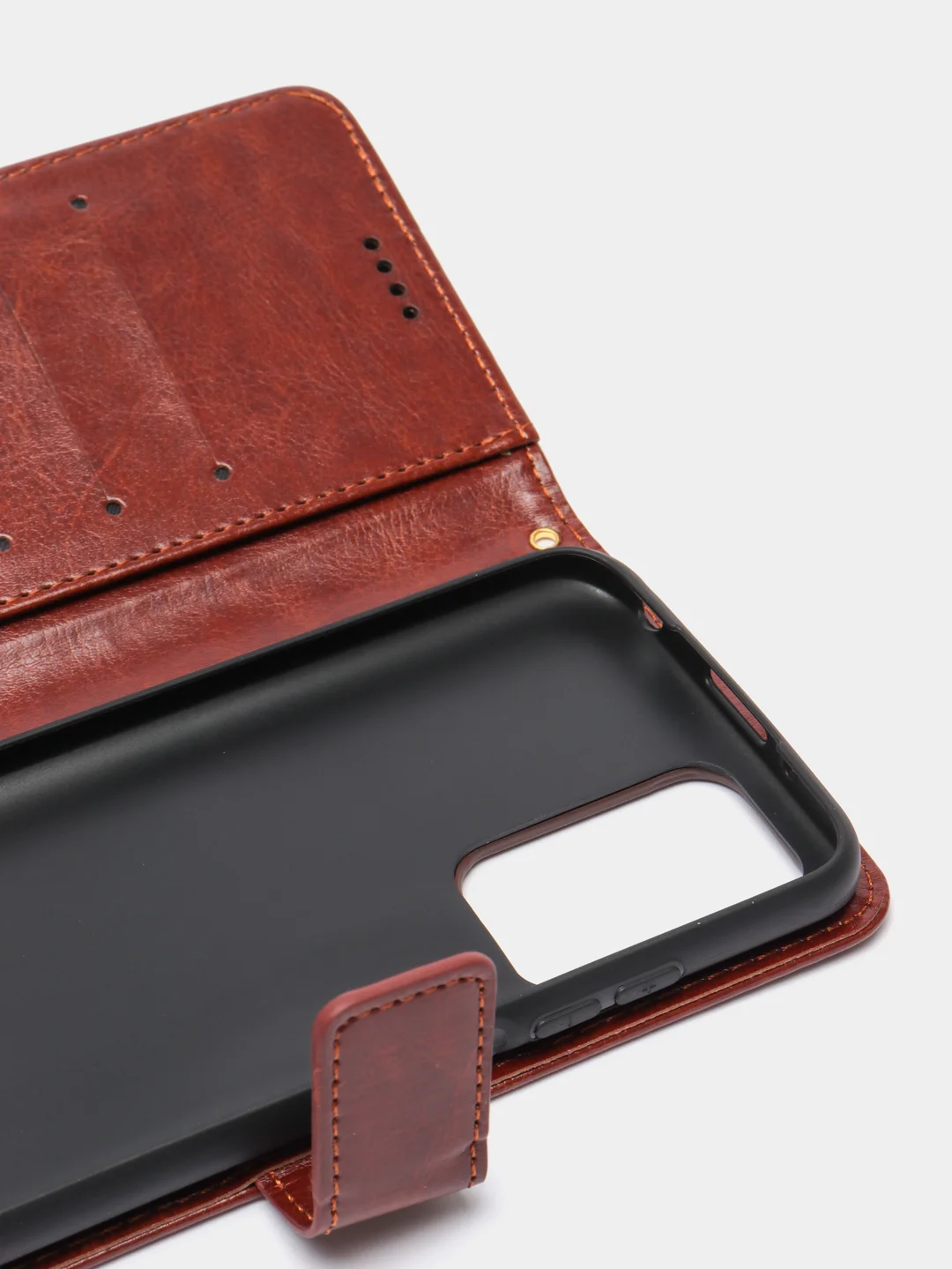 Коричневый кожаный PU чехол-книжка Xiaomi Redmi 10, 4G