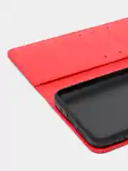 Алый кожаный PU чехол-книжка Xiaomi Redmi 10, 4G