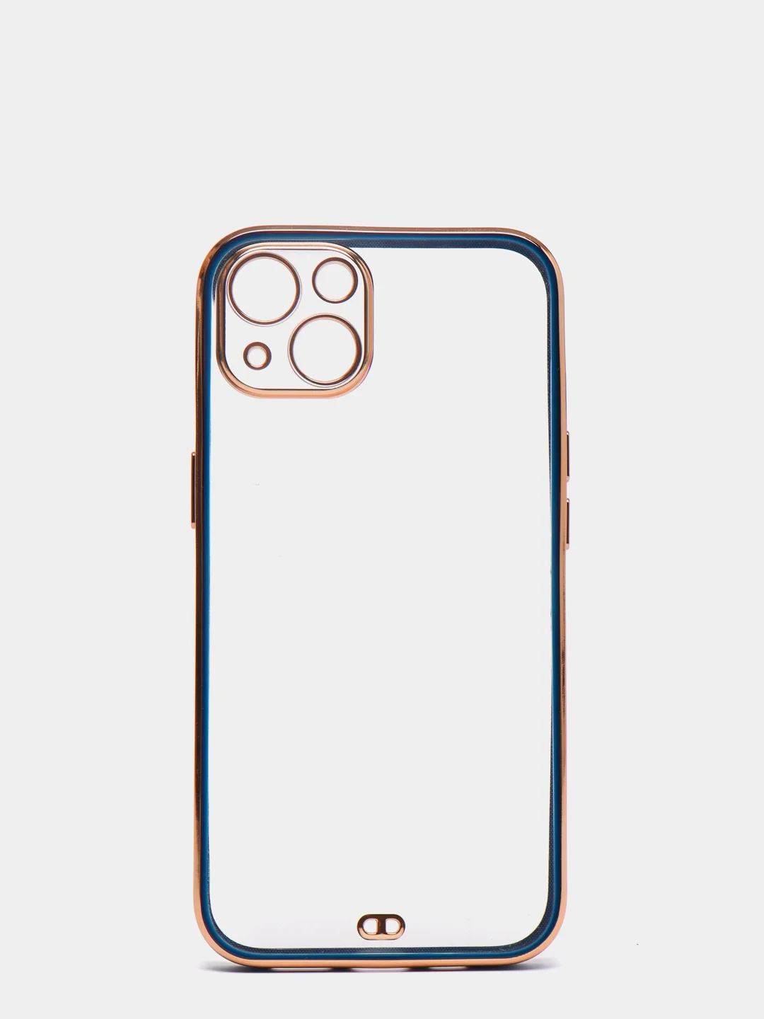 Темно-синий чехол силиконовый с золотым ободком iPhone 13 (6.1)