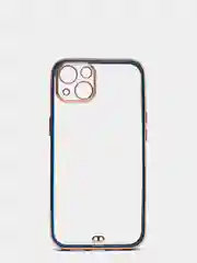 Темно-синий чехол силиконовый с золотым ободком iPhone 13 (6.1)