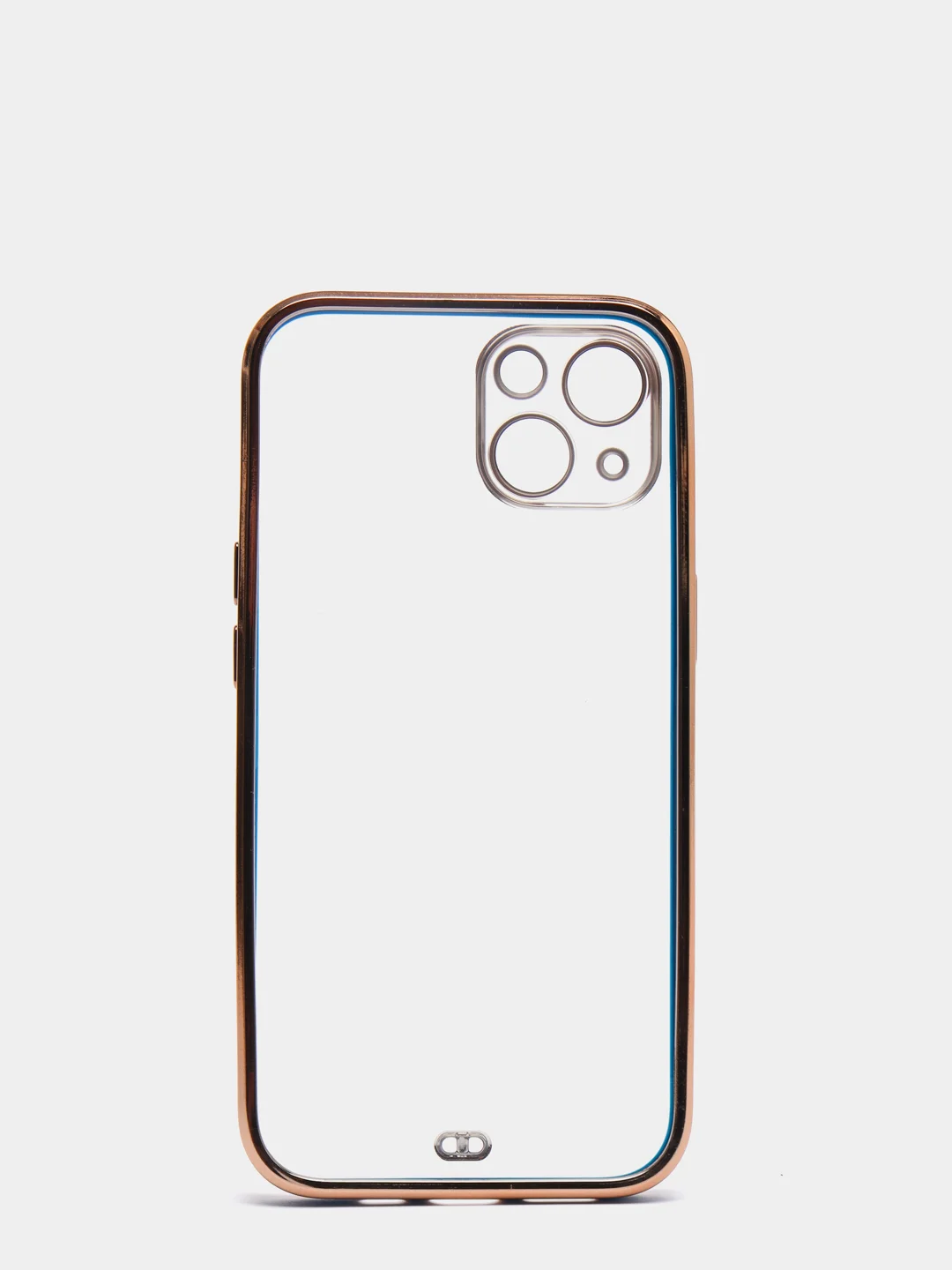Темно-синий чехол силиконовый с золотым ободком iPhone 13 (6.1)