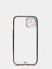 Темно-синий чехол силиконовый с золотым ободком iPhone 13 (6.1)