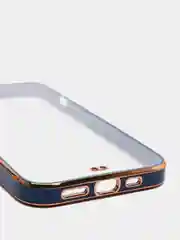 Темно-синий чехол силиконовый с золотым ободком iPhone 13 (6.1)