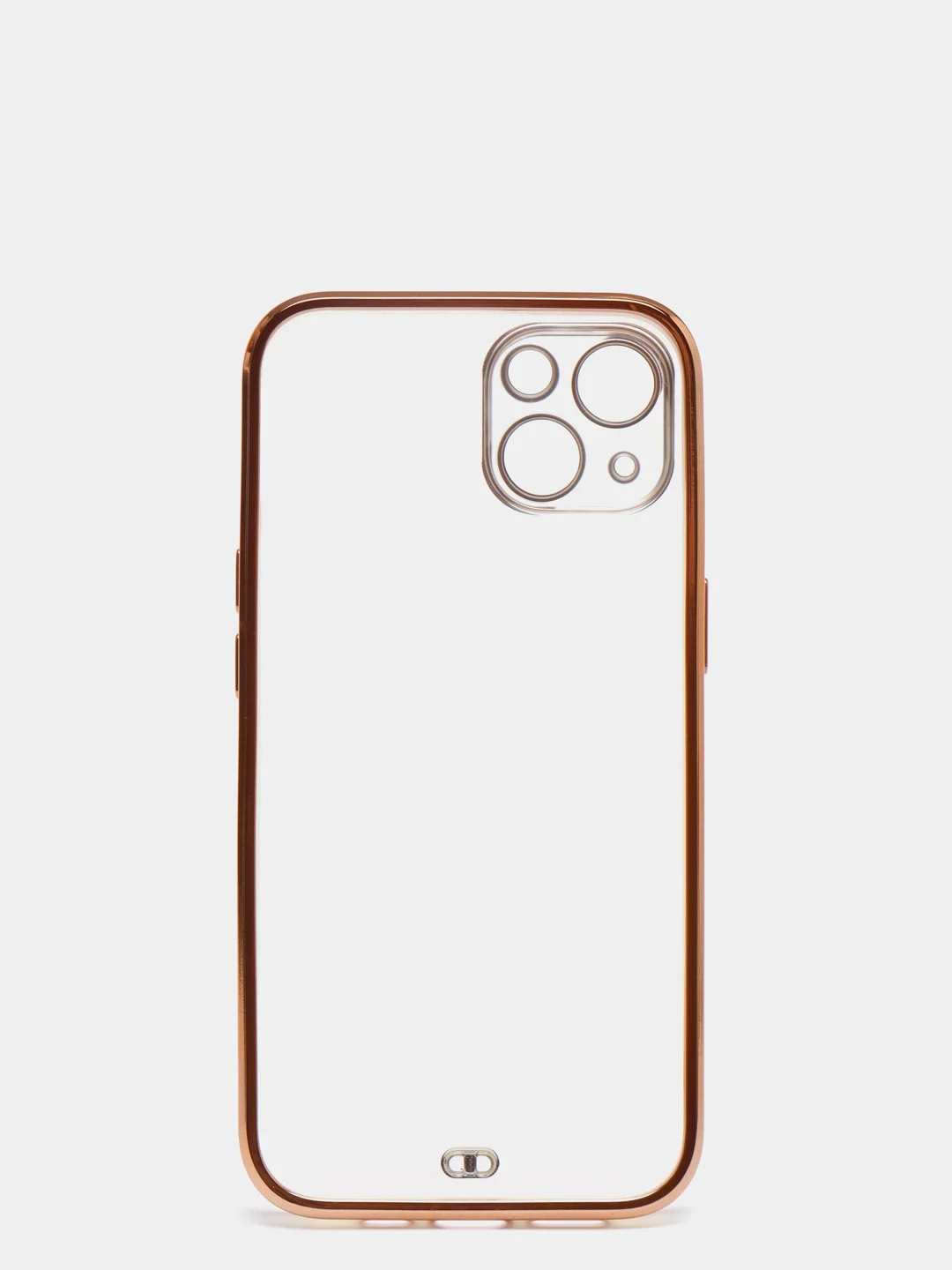 Белый чехол силиконовый с золотым ободком iPhone 13 (6.1)