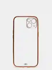 Белый чехол силиконовый с золотым ободком iPhone 13 (6.1)