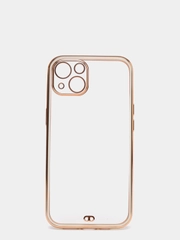 Чехол силиконовый с золотым ободком iPhone 13 (6.1)