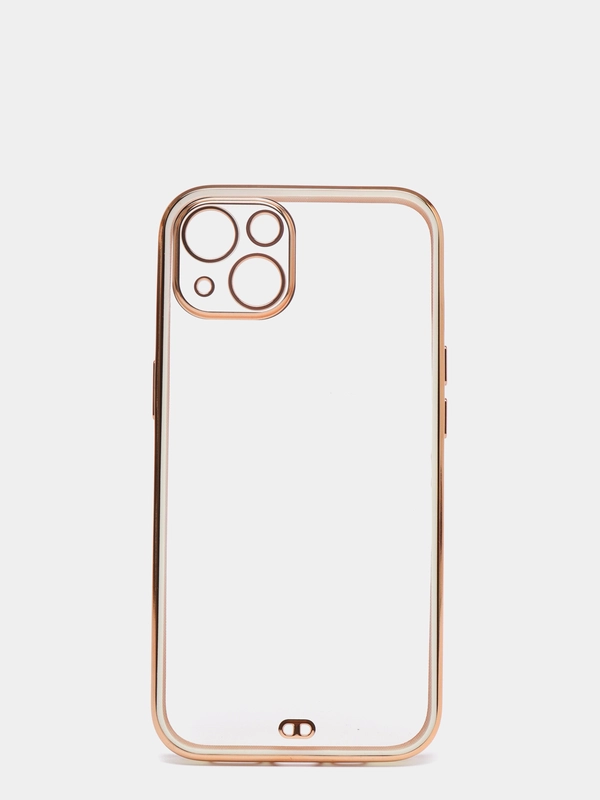 Чехол силиконовый с золотым ободком iPhone 13 (6.1)