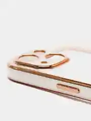 Белый чехол силиконовый с золотым ободком iPhone 13 (6.1)
