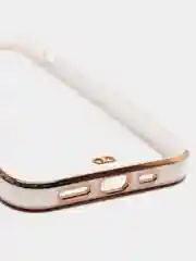 Белый чехол силиконовый с золотым ободком iPhone 13 (6.1)