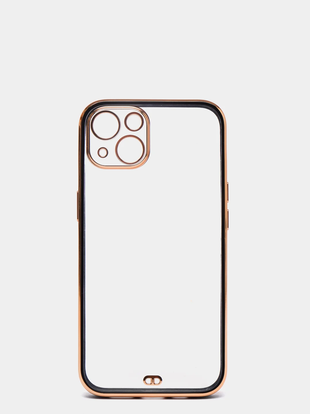 Черный чехол силиконовый с золотым ободком iPhone 13 (6.1)