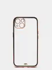 Черный чехол силиконовый с золотым ободком iPhone 13 (6.1)