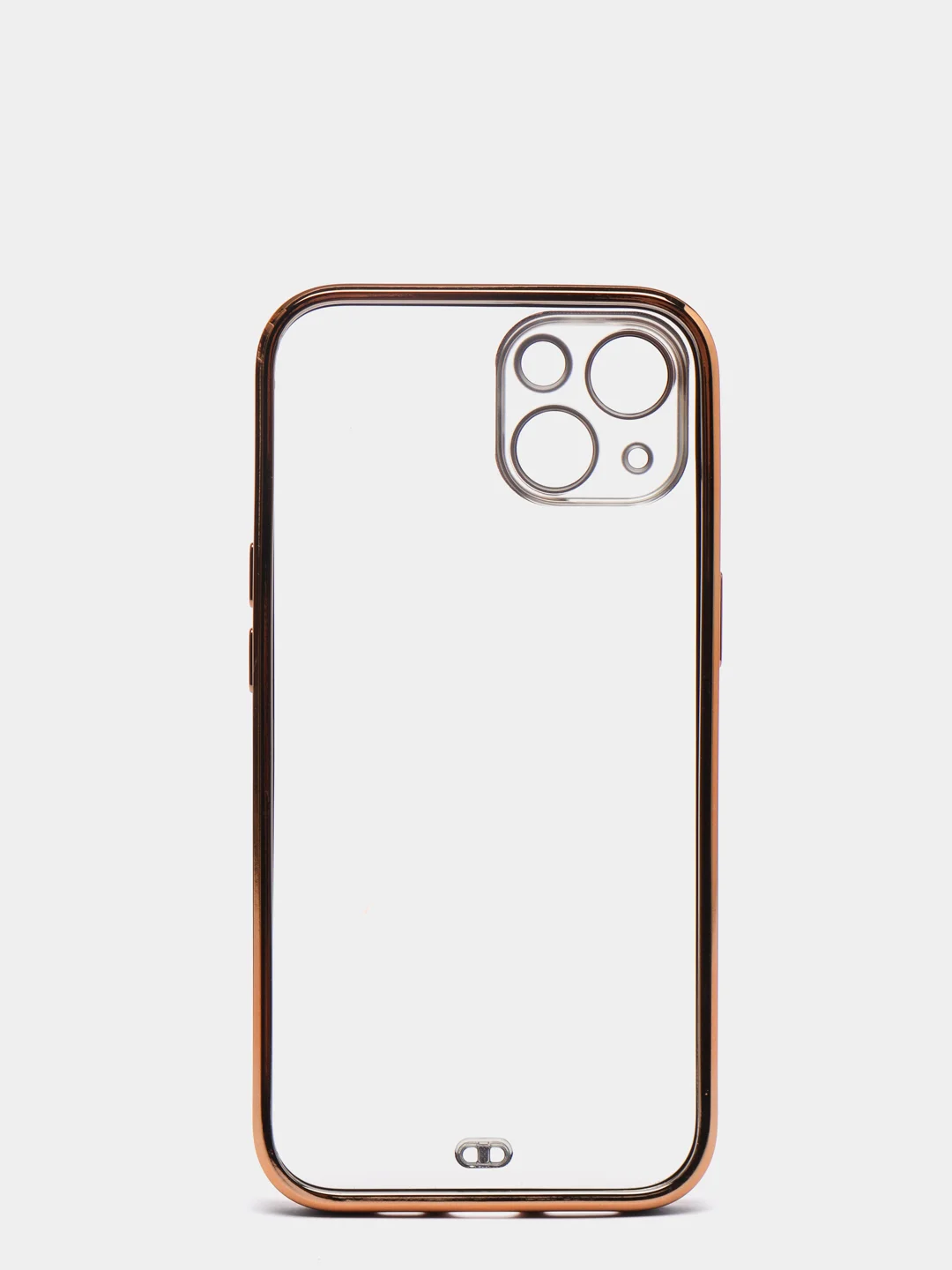 Черный чехол силиконовый с золотым ободком iPhone 13 (6.1)