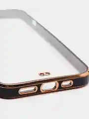 Черный чехол силиконовый с золотым ободком iPhone 13 (6.1)