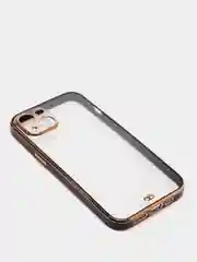 Черный чехол силиконовый с золотым ободком iPhone 13 (6.1)