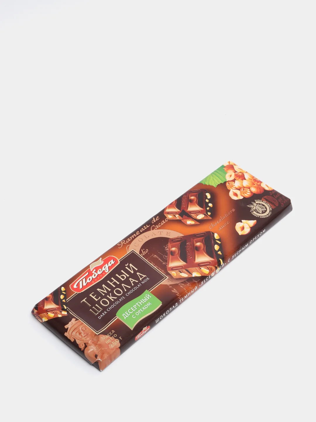 Шоколад Победа вкуса "Десертный с лесным орехом", темный, 250 г