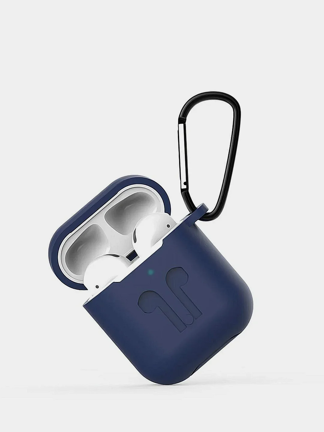 Темно-синий силиконовый чехол для наушников Apple AirPods, аирподс, карабином, красный, розовый черный