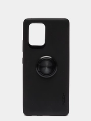 Чехол Samsung Galaxy S10 Lite, Галакси С10 Лайт черный силиконовый магнитный с кольцом