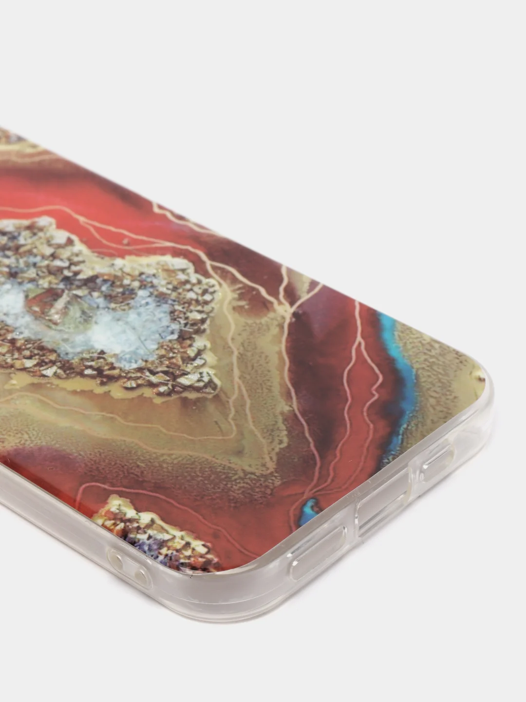 Красный чехол iPhone 12 / 12 Pro (6.1), 12 mini (5.4) силиконовый с мраморным рисунком