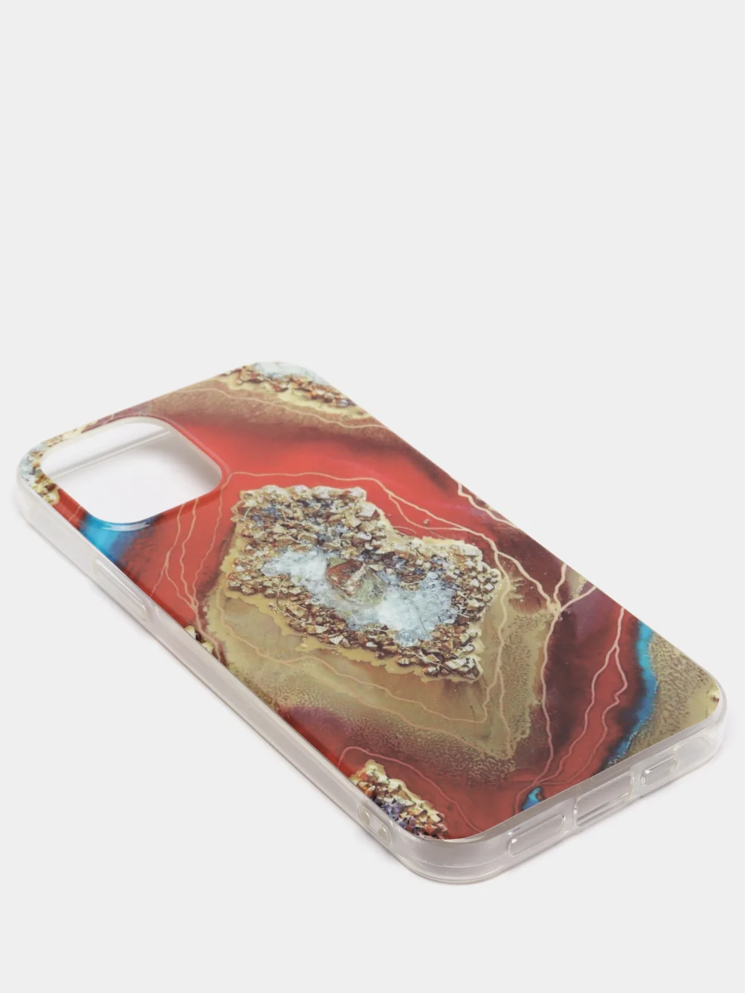 Красный чехол iPhone 12 / 12 Pro (6.1), 12 mini (5.4) силиконовый с мраморным рисунком