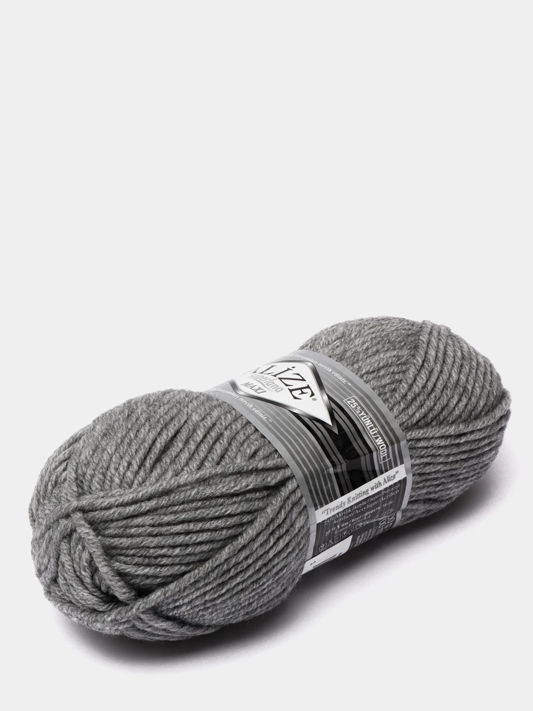 Серый меланж шерсть Пряжа Alize Superlana maxi