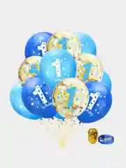 Светло-синий воздушные шары 1 годик Мальчик, Девочка, 15 шаров + 2 ленты