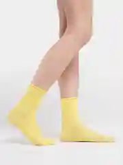 Лимонный носки в рубчик из мягкой микрофибры
