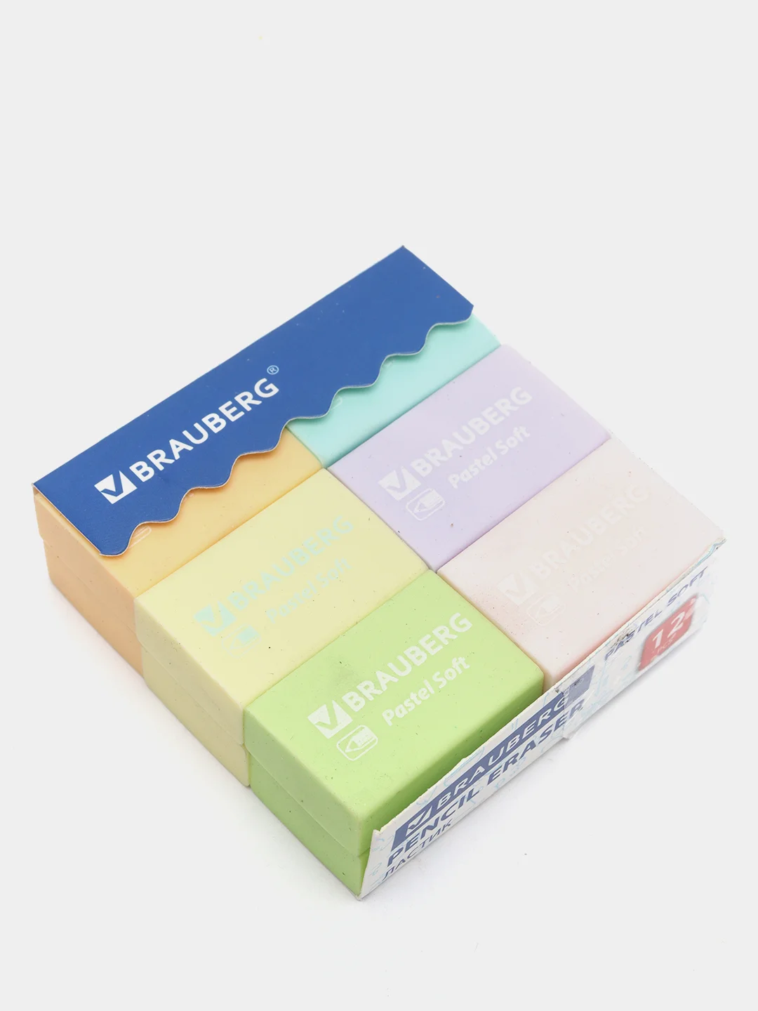 Ластики BRAUBERG "Pastel Soft" 12 штук