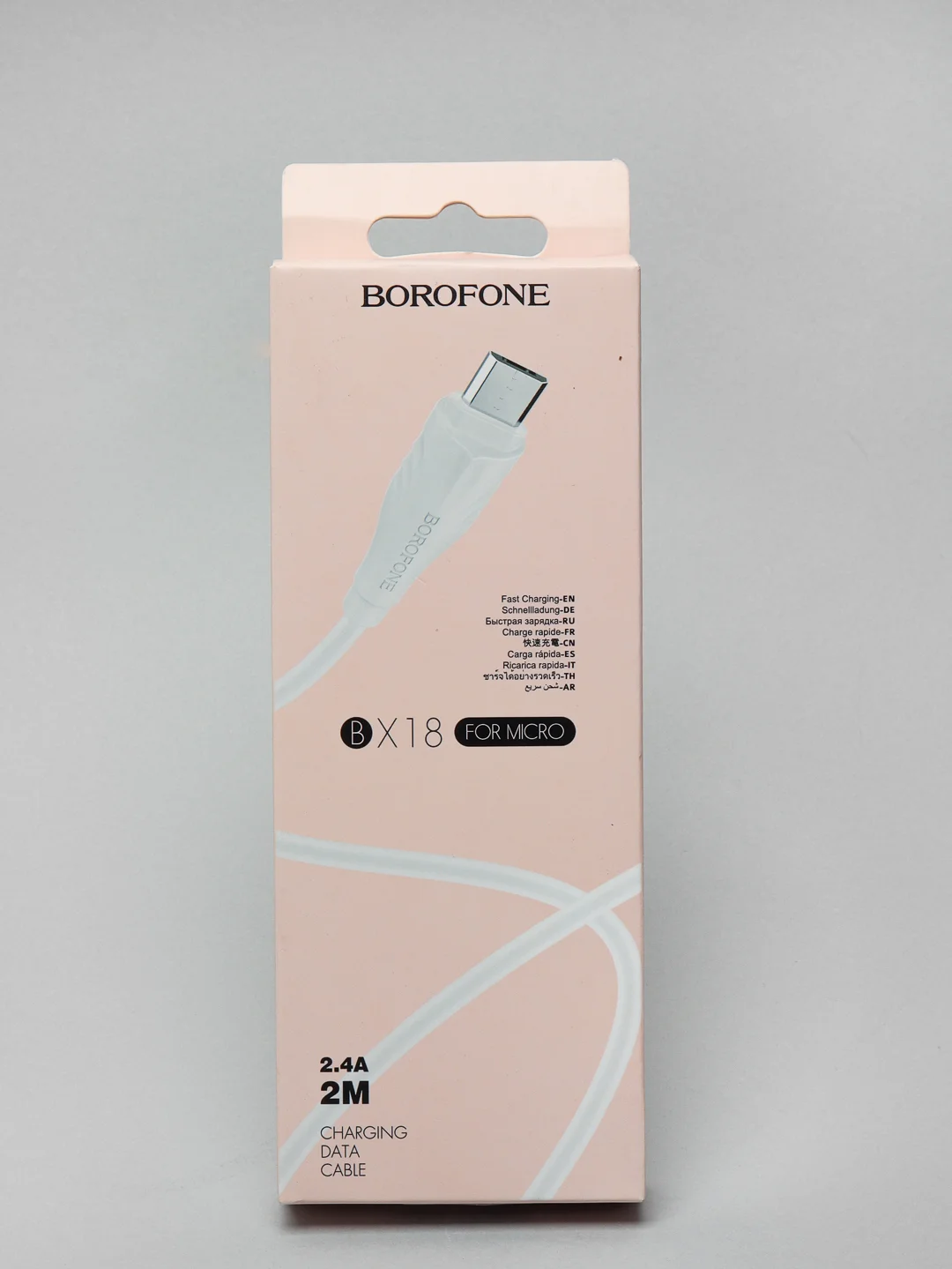 Кабель Borofone BX18, micro-USB, 2А, ПВХ, белый, 2 м