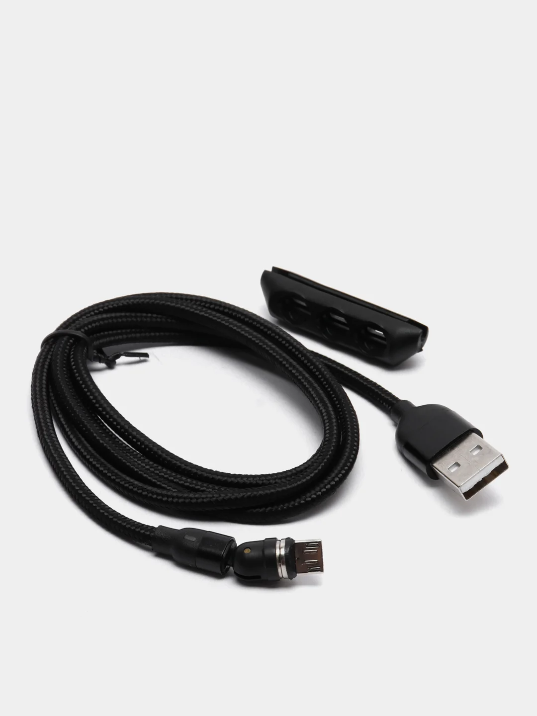 Черный usb кабель Charget магнитный для заряда смартфона 2.4 А+коннектор micro, type c, lightning