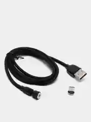 Черный usb кабель Charget магнитный для заряда смартфона 2.4 А+коннектор micro, type c, lightning