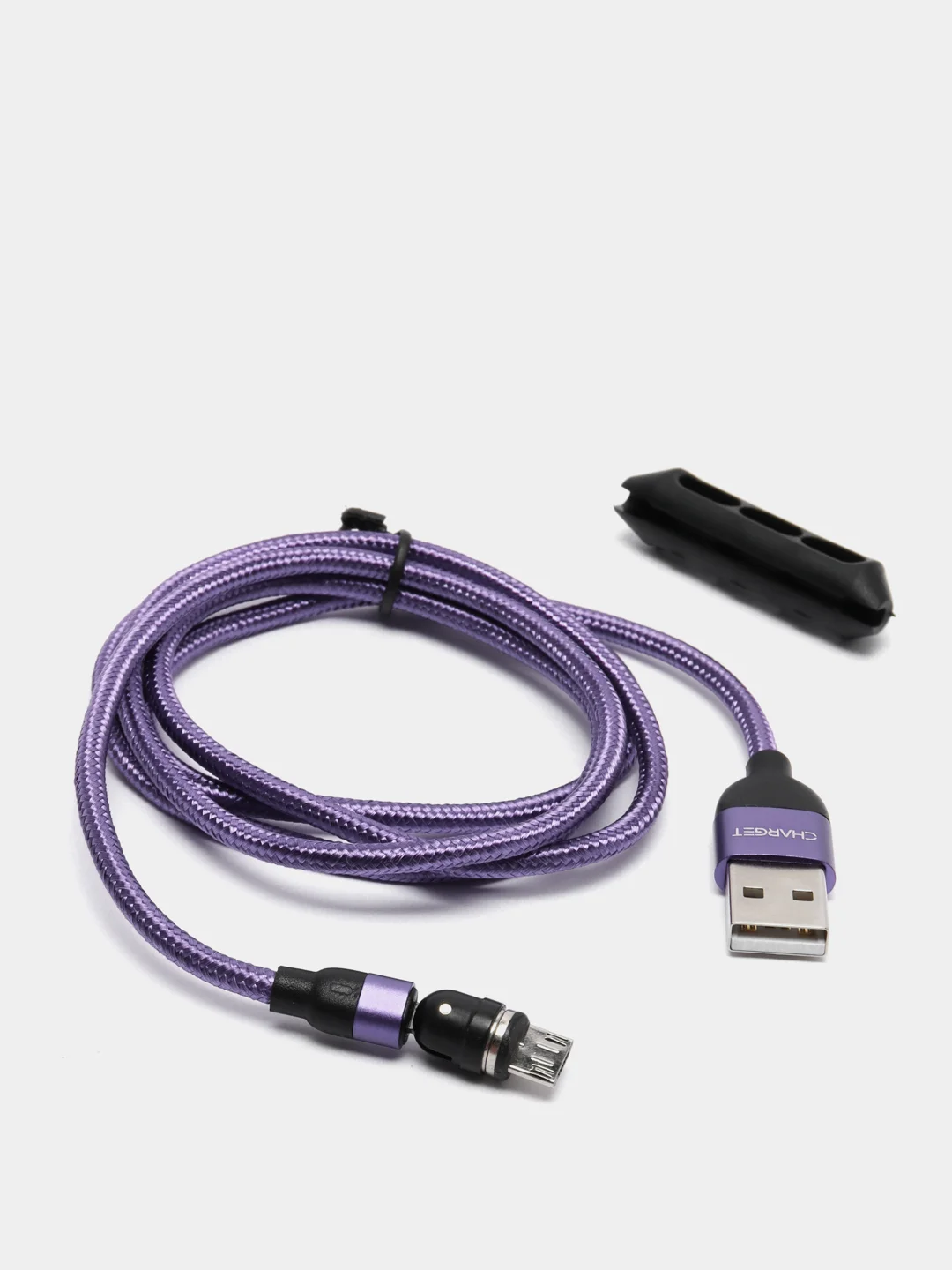 Фиолетовый usb кабель Charget магнитный для заряда смартфона 2.4 А+коннектор micro, type c, lightning