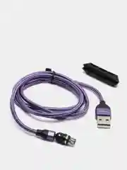 Фиолетовый usb кабель Charget магнитный для заряда смартфона 2.4 А+коннектор micro, type c, lightning