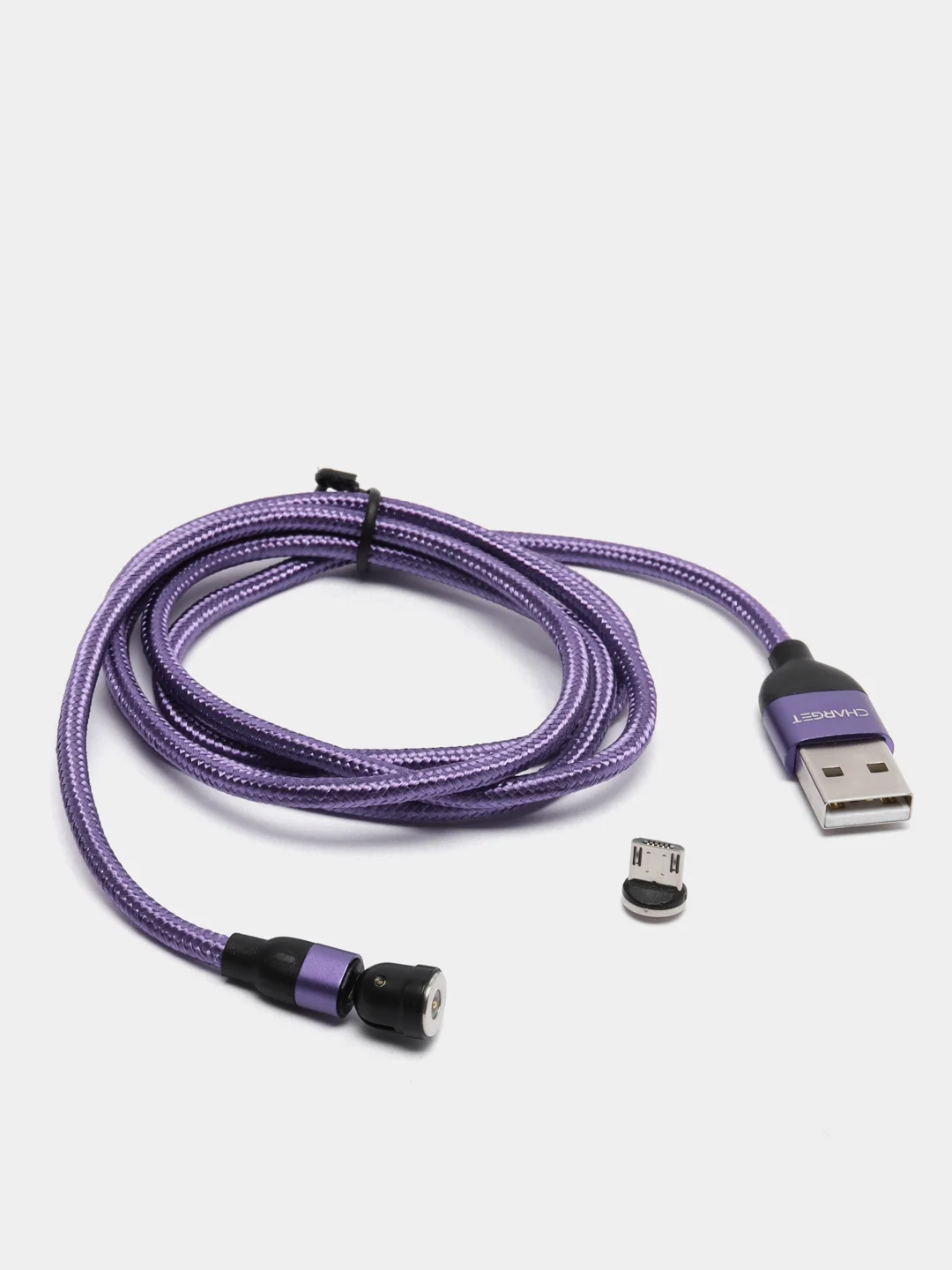 Фиолетовый usb кабель Charget магнитный для заряда смартфона 2.4 А+коннектор micro, type c, lightning