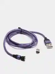 Фиолетовый usb кабель Charget магнитный для заряда смартфона 2.4 А+коннектор micro, type c, lightning