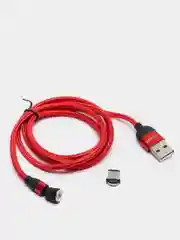 Красный usb кабель Charget магнитный для заряда смартфона 2.4 А+коннектор micro, type c, lightning