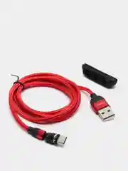 Красный usb кабель Charget магнитный для заряда смартфона 2.4 А+коннектор micro, type c, lightning