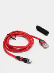 Красный usb кабель Charget магнитный для заряда смартфона 2.4 А+коннектор micro, type c, lightning
