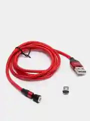 Красный usb кабель Charget магнитный для заряда смартфона 2.4 А+коннектор micro, type c, lightning